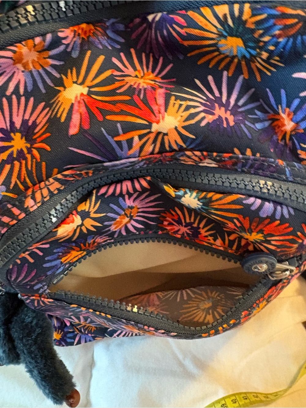Kipling Navy Floral Backpack with Multicolor Burst Print - Picture 8 of 14
